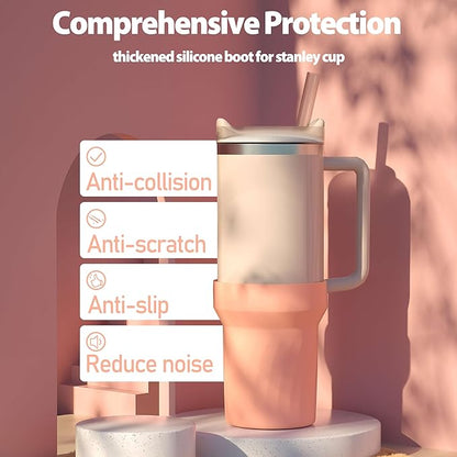 40oz Cup Accessories, Silicone Boot for 40oz Tumbler, Bottom Protector Cup Boot, Water Bottle Holder（Silicone Pink）
