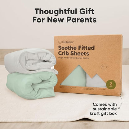 2-Pack Organic Crib Sheets for Boys, Girls - Jersey Fitted Crib Sheet, Baby Crib Sheets Neutral, Crib Mattress Sheet, Cotton Crib Sheets, Breathable Crib Sheet, Baby Mattress Sheets (Sage)