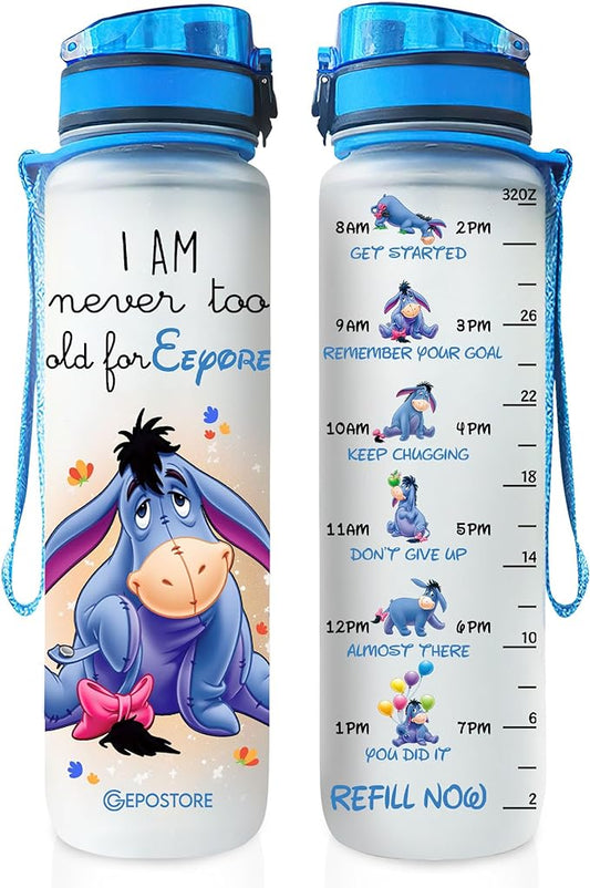 Cute Donkey 32 Oz Water Tracker Bottle, Insulated Water Bottle with Donkey Character