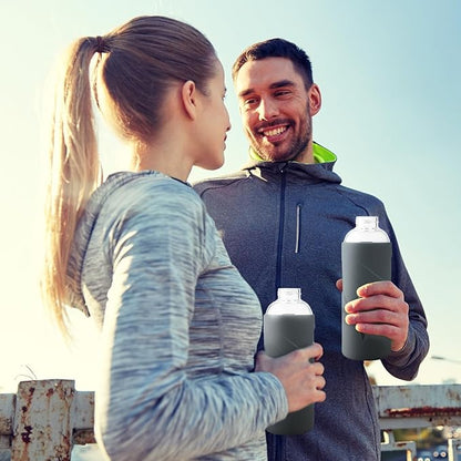 32 oz Borosilicate Glass Water Bottle BPA Free Reusable Glass Drinking Bottle with Silicone Sleeve and Stainless steel Lid