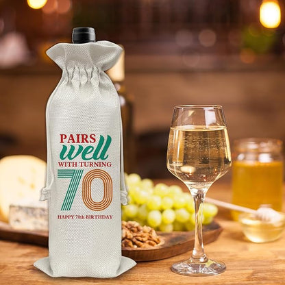 70th Birthday Gifts Wine Bag Congratulations Gifts for Women Men Parents Mom Dad Anniversary 1954 with Time Information Wine Gift Bag