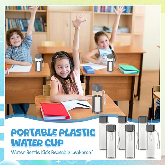 Mifoci 20 Pieces Water Bottle Bulk 17 oz Plastic Water Bottles Bulk Gym Sports Adults Reusable Large Water Bottles for Outdoor Fitness(Grey,Rectangle)