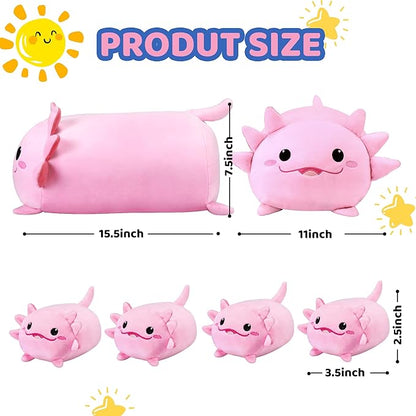 Axolotl Plush Cute Axolotl Stuffed Animal with 4 Baby Soft Pillow Valentine's Day, Birthday Gift for Girls Boys Kids Decor