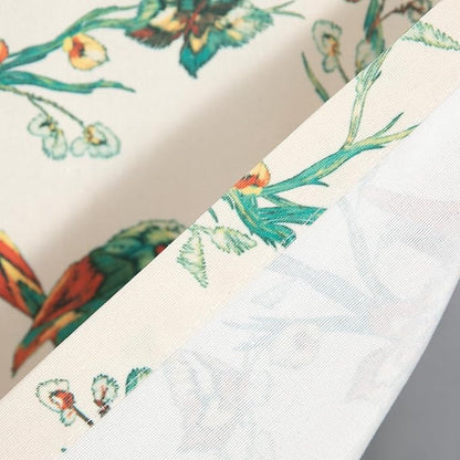 Leeva Birds Butterfly Pattern Valances, Farmhouse Light Filtering Kitchen Window Treatments for Living Room, 1 Panel Rod Pocket Short Drapery for Bedroom, 52 x 12 Inch, Green