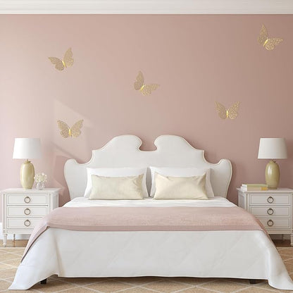 uxcell 72Pcs 3D Beautiful Butterfly Removable DIY Wall Stickers for Birthday Party Decorations Cake Decorations, Gold