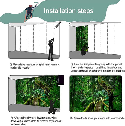 3D Green Forest Wooden Bridge Wallpaper for Living Room Sofa Background Wall (Not Peel and Stick)