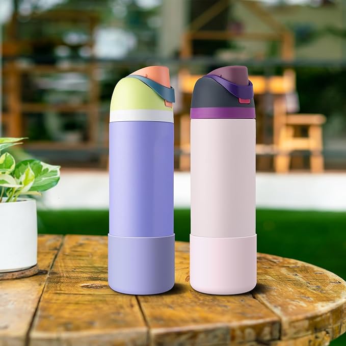 2PCS Silicone Water Bottle Boot for Owala 24oz 32oz 40oz, Anti-Slip Protective Sleeve Bottom Bumper Protector for FreeSip, Twist, and Flip Stainless Steel Water Bottles