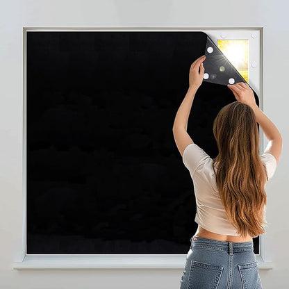 Portable Blackout Shades 100% Blackout Curtains for Bedroom Small Window Curtains No Light Kitchen Windows Insulated for Nursery for Baby Travel Curtain,Black,56" W x 40" L,1 Panel