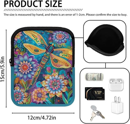 Dragonfly Boho Flower Stanley Cup Pouch with Adjustable Strap Water Bottle Storage Bag 20oz-40oz IceFlow Tumbler Pouch for Stanley Accessories