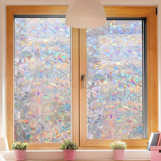 Window Privacy Film,17.5x118 inch Window Film Privacy One Way, Privacy Film for Glass Windows, Rainbow Window Privacy Film (Privacy)