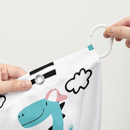 AILONEN Dinosaur Shower Curtain for Kids Boys,Cartoon Dinosaur Bath Curtain 72" W*96" H,Cactus Rainbow Dinosaur Waterproof Shower Curtain with 12 Plastic Hooks