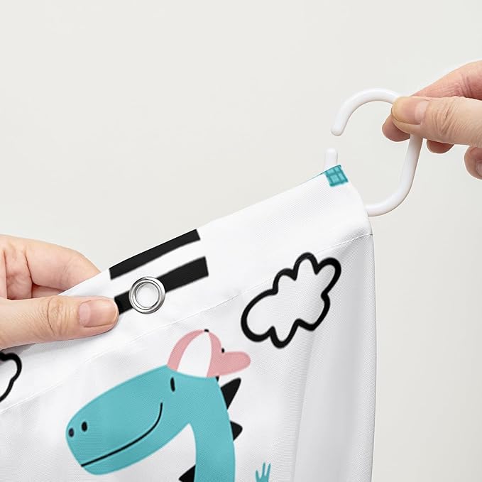 AILONEN Dinosaur Shower Curtain for Kids Boys,Cartoon Dinosaur Bath Curtain 60" W*72" H,Cactus Rainbow Dinosaur Waterproof Shower Curtain with 12 Plastic Hooks