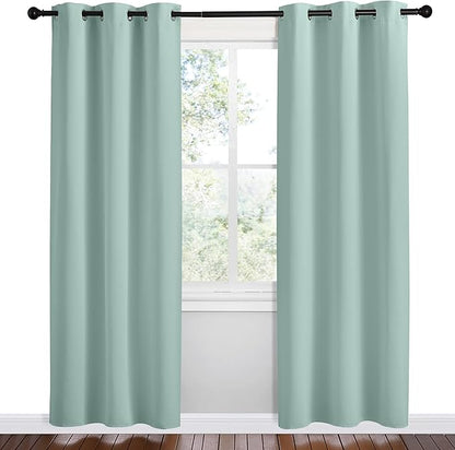 NICETOWN Aqua Blue Room Darkening Curtains for Kitchen, Set of 2, 42 inches Wide by 78 inches Long, Window Treatment Thermal Insulated Solid Grommet Room Darkening Curtains/Drapes for Bedroom