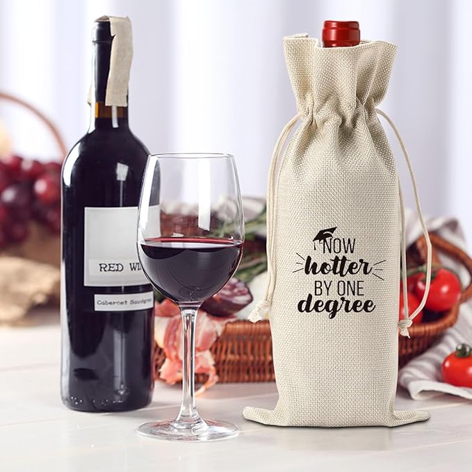 Graduation Gifts 2024 Wine Bags Graduation Gifts for Her Him College Graduation Gifts for Women Men Doctor Graduation Gifts College Masters Degree Phd Graduation Gifts One Degree Hotter Wine Bags
