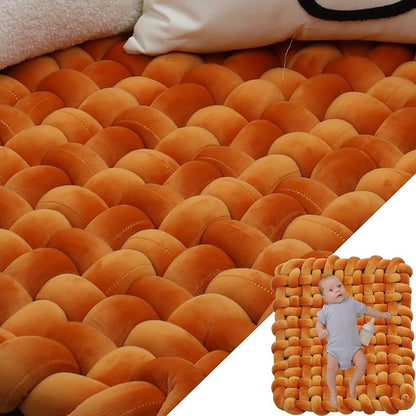 XHJRI Thickened Braided Knot Seat Mat, Knotted Floor Decorative Cushion, Handmade Baby Infant Playing Pad Nursery Rug (27.5 * 31.5 Inch,Special Orange 50)