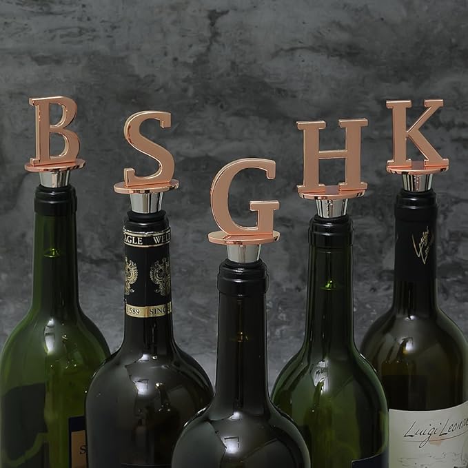 Miicol Wine Bottle Stopper, Prosecco Stopper, Rose Gold Wine Stopper, Personalised Champagne Stopper, Initial Wine Stopper, Funny Prosecco Gift, Wine Lovers Gift, Kitchen Decor, Letter H