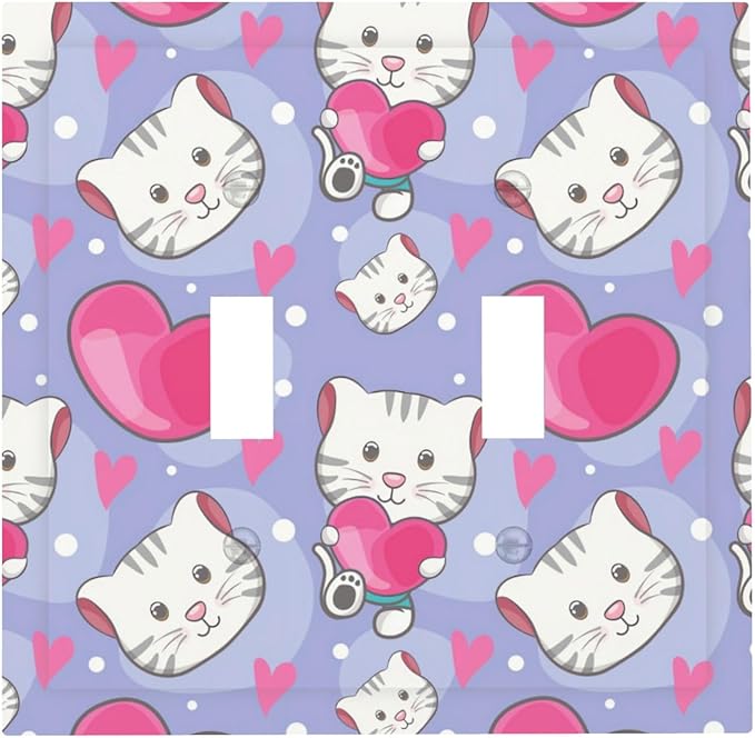 Cartoon Baby Panda Double Toggle Light Switch Covers 2 Gang Wall Plate Dual Decorative Switchplate Electrical Faceplate for Bathroom Country Kitchen Bedroom Decor, 4.9" x 5"