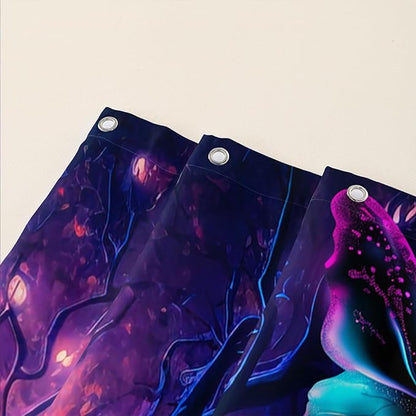 AILONEN 3D Tiger Shower Curtain for Bathroom,Purple Magic Forest Wildlife Printed Bath Curtain,Boys Roaring Tiger Decoration Shower Curtain Waterproof 36" W*72" H