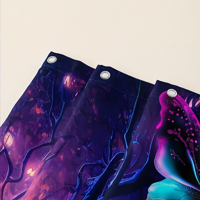 AILONEN 3D Tiger Shower Curtain for Bathroom,Purple Magic Forest Wildlife Printed Bath Curtain,Boys Roaring Tiger Decoration Shower Curtain Waterproof 60" W*72" H