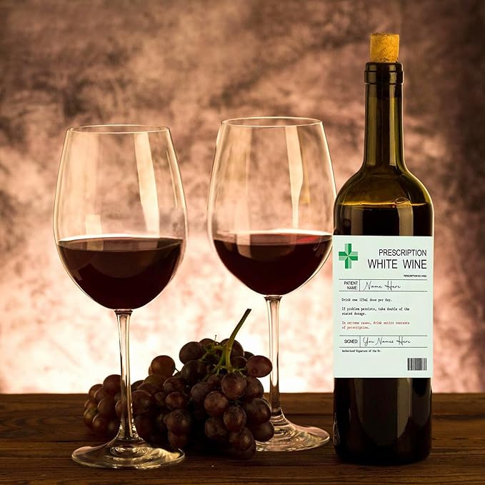 24Pcs Prescription Wine Bottle Label, Wine Prescription Medical Alcohol Bottle Gift Funny Drinks Sticker Label Party Decorations Waterproof Wraps Sticker for wine Bottle Sticker