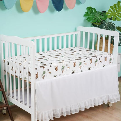 3 Pack Fitted Crib Sheets, Ultra Soft Breathable Comfortable Baby Sheet Set for Boys Girls Neutral, 28x52 Inch Fits Standard Crib and Toddler Mattresses, Woodland Animals
