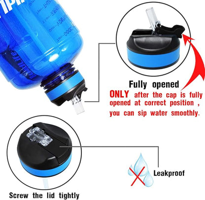 QuiFit Motivational Gallon Water Bottle - with Straw & Time Marker BPA Free Large Reusable Sport Water Jug with Handle for Fitness Outdoor Enthusiasts Leak-Proof