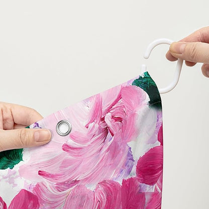 AILONEN Rose Shower Curtain,Large Group of Roses Waterproof Fabric Shower Curtain Set for Girls Kids Teens, 72" W*72" H Oil Painting Rose Theme Bathroom Decor