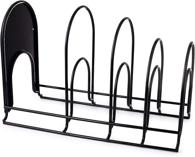 Cuisinel Heavy Duty Pots and Pans Organizer - Extra Large 5-Tier Rack - Holds Cast Iron Skillets, Dutch Oven - Durable Construction - Space Saving Kitchen Storage - No Assembly Required - Black 15.4"