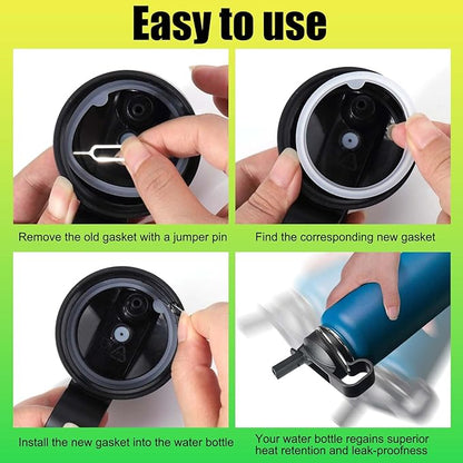 Lid Gasket Replacement for Thermoflask 24oz/32oz/40oz/64oz,Water Bottle Silicone Gaskets Each with Pick for Water Bottle Straw Lid, Chug Lid & Chug Spout