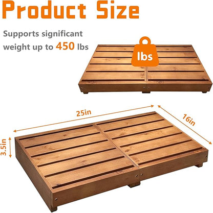 Outdoor Steps 3.5'' Height, Indoor Wooden Step Stool with Non Slip Pads, Step for Outside, Safety Stepping Stool for Hanicap, Kids, Bathroom, Kitchen, Bed (Oak Color)