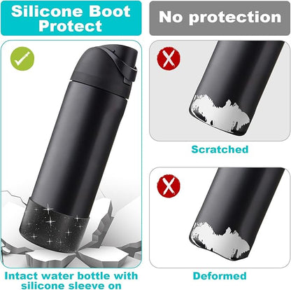 2PCS Silicone Water Bottle Boot for Owala 24oz 32oz 40oz, Anti-Slip Protective Sleeve Bottom Bumper Protector for FreeSip, Twist, and Flip Stainless Steel Water Bottles