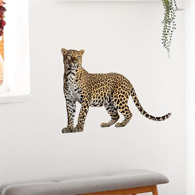 Lifelike Cheetah Wall Decal 3D Animals Wall Sticker Safari Wall Decor for Nursery Kid'sroom School Classroom Livingroom Bedroom Bathroom Decoration (Lifelike Cheetah 2)