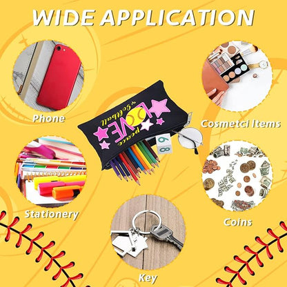 6 Pcs Softball Gifts Set Including 20oz Softball Tumbler cup Softball Bracelet Softball Makeup Bags Softball Stickers Hair Ties Sport Hair Scrunchie for Softball Lovers