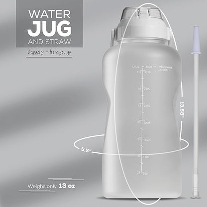 Motivational Water Bottle with Straw & Handle,One Gallon Water Bottle 128 oz/3.8L,Reusable Water Jug, Achieve All-Day Hydration SpillProof, BPA FREE
