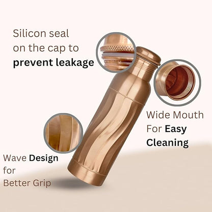 Ayurvedic Drinking Copper Water Bottle for Sports, Travel, Yoga & Everyday Use, Water Bottle for Gym, Office, Hiking, Outdoor Capacity 32 Oz (Design 6, 32 Oz)