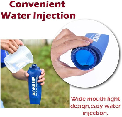 AONIJIE 2Pack of Soft Soft Folding Hydration Bottle Water Collapsible Flask BPA-Free Bottles (350ml/11.95oz)