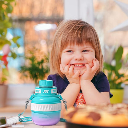 Stainless-Steel Water Bottle: Kids Water Bottle,Leakproof Lid, Perfect Sip, Double Insulated, Eco-Friendly, Dishwasher Safe & Stylish Strap, Gifts for Kids (Violet Mermaid, 16 oz)