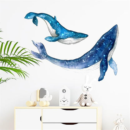 Removable Vinyl Whale Wall Decal Sea Life Wall Sticker Decor Nursery Kidsroom School Classroom Livingroom Bedroom Bathroom Coastal Ocean Fish Murals Decals