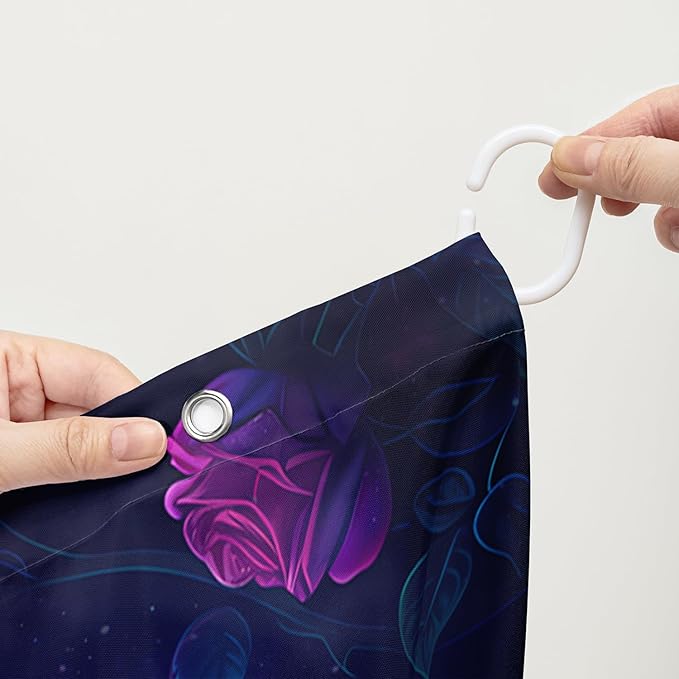 AILONEN 3D Rose Cat Shower Curtain Set, Beautiful Kitten with Butterfly Shower Curtain Liner for Kids Boys Girls,Boho Galaxy Shower Curtain for Bathroom,72" W*72" H