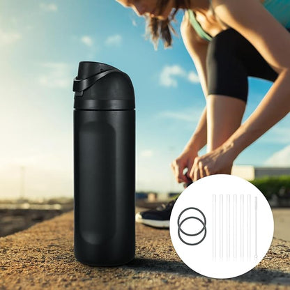 6pcs Replacement Straws & 2pcs Gasket Compatible with Owala FreeSip With Cleaning Brush, Reusable Plastic Straws Lid Sealing Rings Accessories for Owala FreeSip 24/32oz Insulated Water Bottle