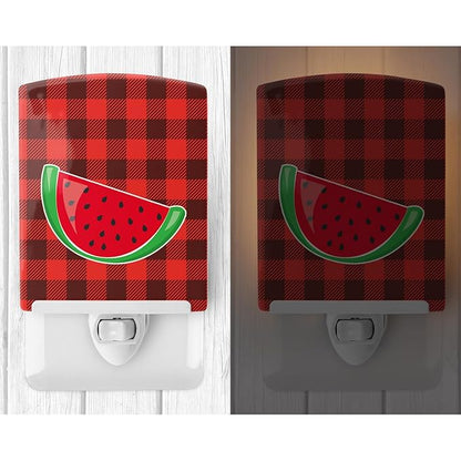 Caroline's Treasures BB8630CNL Backyard BBQ Watermelon Ceramic Night Light Compact, UL-Certified, Ideal for Bedroom, Bathroom, Nursery, Hallway, Kitchen, 6x4x3, Multicolor