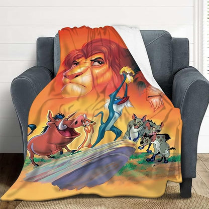 40''x60'' Lion Blanket Super Soft Flannel Throw Blanket Warm Comfortable Smooth Fuzzy Plush Blanket Gifts for Kids Adults All Season