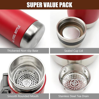 22oz Thermos for Hot and Cold Drinks, Coffee Thermos Water Bottle, Wide Mouth Thermal Cups- Leakproof Stainless Steel Insulated Thermos - Commute, Travel, and Picnic Friendly