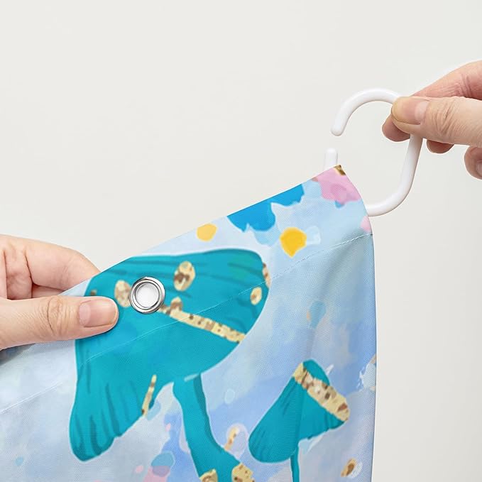 AILONEN Butterfly Shower Curtain for Bathroom, Blue Pink Tie Dye Butterfly Bath Curtain,Women Girls Bathroom Curtain,72" W*84" H Polyester Waterproof with 12 Plastic Hooks