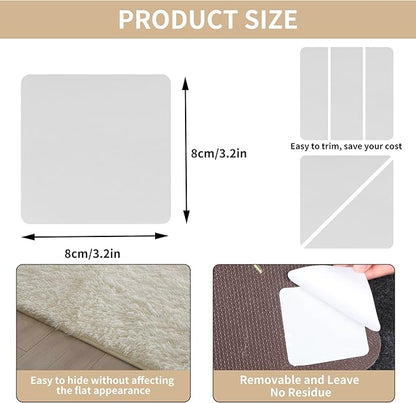 4 Pcs Rug Gripper for Hardwood Floors, Non Slip Rug Pads for Tiles, Double Sided Anti Slip Rug Grips, Rug Stickers for Wood Floor, Prevent Curling for Rug
