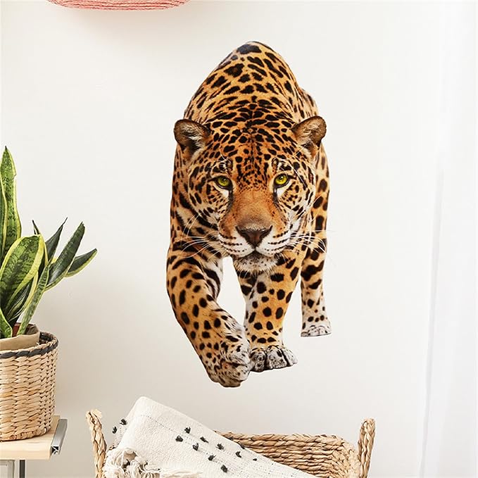 Lifelike Cheetah Wall Decal 3D Animals Wall Sticker Safari Wall Decor for Nursery Kid'sroom School Classroom Livingroom Bedroom Bathroom Decoration (Lifelike Cheetah 3)