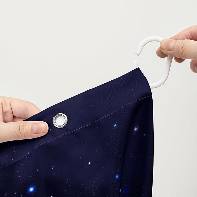 AILONEN Jellyfish Shower Curtain,Cartoon Magic Jellyfish Waterproof Fabric Shower Curtain Set for Bathroom,Boho Style Starry Night Coral Bath Curtain with Hooks for Kids Girls, 48" W*72" H