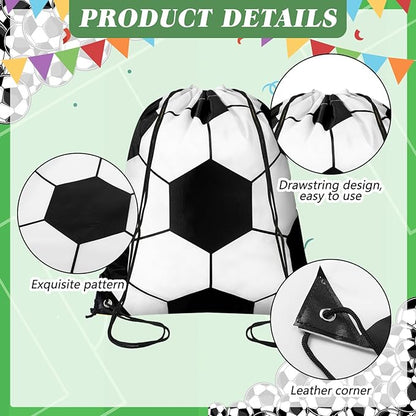 40 Pcs Soccer Party Favors 20 Pack Soccer Cups with Lid and Straw 14.2 oz Reusable Tumbler Clear Plastic Drinking Cups with 20 Pack Drawstring Bag for Birthday School Sport Decorations