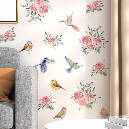 Bird & Floral Vinyl Wall Decals - 30" x 118" for Bedroom, Living Room, Nursery Décor
