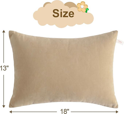 BEDSUM 2 Pack Pillows, 13"x18" Microfiber Pillows for Travel, Pets, Soft and Machine Washable Small Pillows for Neck, Wrist, and Knee Comfort, Taupe